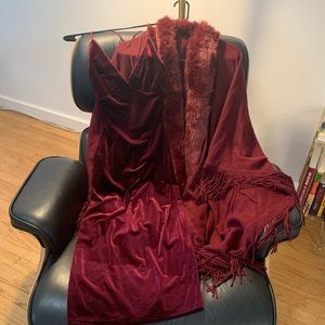 Velvet cocktail dress and cape